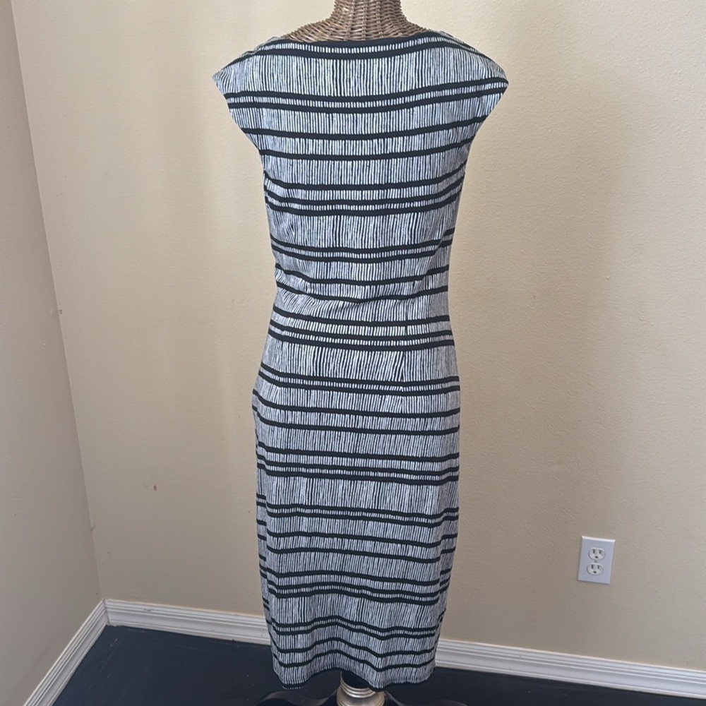 Loft Black and White Striped Dress SP Small Petite S - Picture 8 of 14